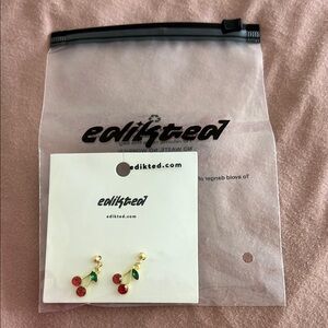 Edikted Gold and Red Cherry Earrings
